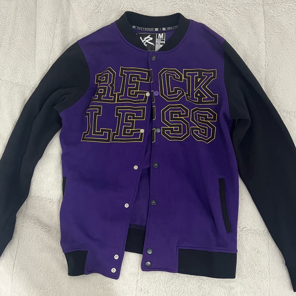 Purple Young & Reckless Men’s varsity jacket letterman GOOD condition medium